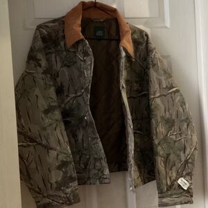 Camouflage Outdoor Jacket with Tan Collar